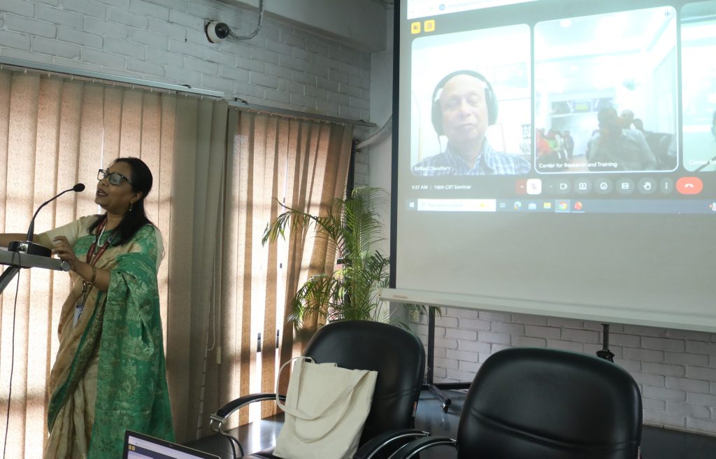 East West University Center for Research and Training (EWUCRT) hosted a research seminar titled “Men’s Experiences of Female-Perpetrated Intimate Partner Violence in Bangladesh”