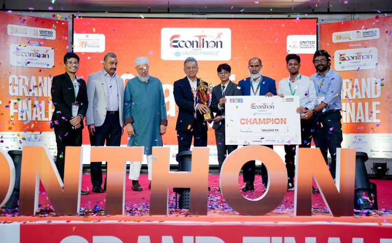 North South University’s (NSU) team Vini Vedi Vici has emerged as the champion of ECONTHON 2026 at the campus of United International University (UIU).